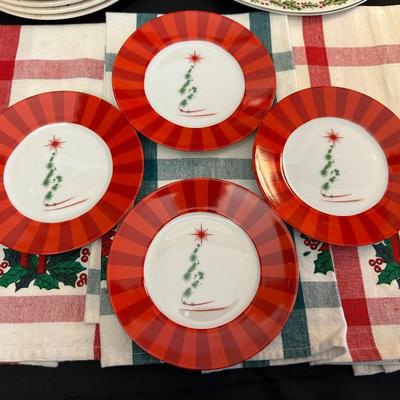 Lot of Christmas Decor including Dessert Plates from William Sonoma, Festive Dish Towels and More!