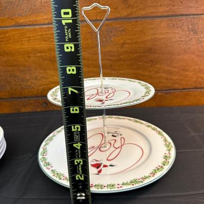 Lot of Christmas Decor including Dessert Plates from William Sonoma, Festive Dish Towels and More!