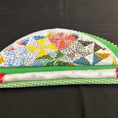 Vintage Hand Sewn Table Cover, Pot Holders and More!