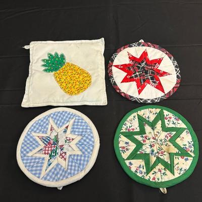 Vintage Hand Sewn Table Cover, Pot Holders and More!