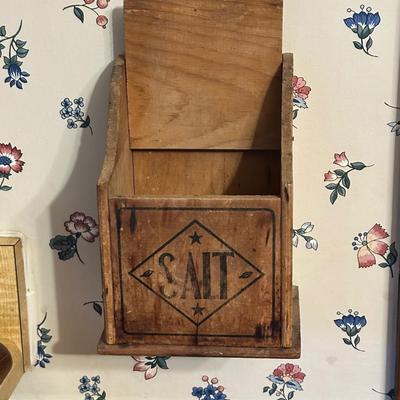 Antique Primitive Wood Salt Box