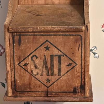 Antique Primitive Wood Salt Box