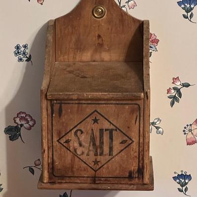 Antique Primitive Wood Salt Box