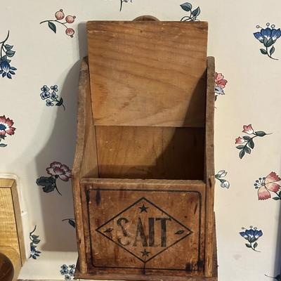 Antique Primitive Wood Salt Box