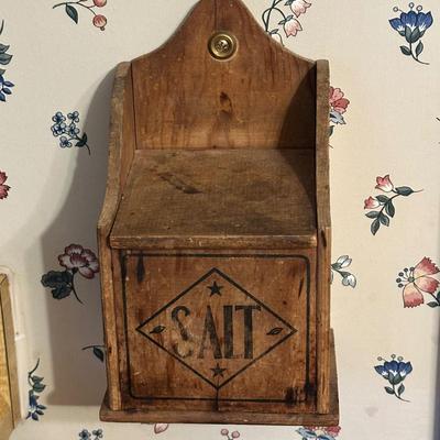 Antique Primitive Wood Salt Box