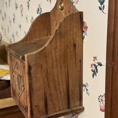 Antique Primitive Wood Salt Box