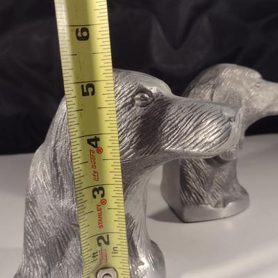 Pair of Silver Tone Dog Design Bookends (DR)