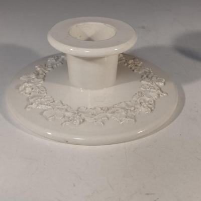 Pair of Wedgwood Embossed Queensware Candlestick Holders (DR)