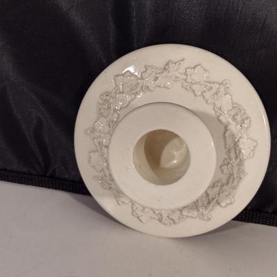 Pair of Wedgwood Embossed Queensware Candlestick Holders (DR)