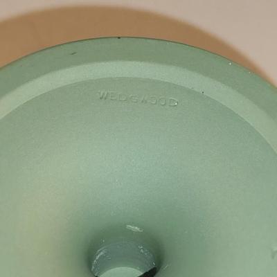 Wedgwood Jasperware Flared Top Pedestal Arcadian Vase- White on Celadon (DR)