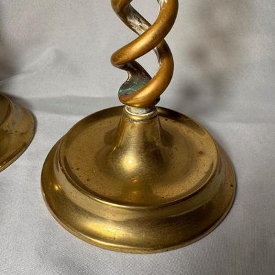 Pair of Brass Barley Twist Candlestick Holders (BD-DZ)