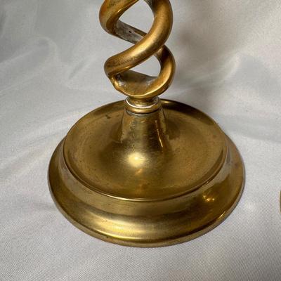 Pair of Brass Barley Twist Candlestick Holders (BD-DZ)