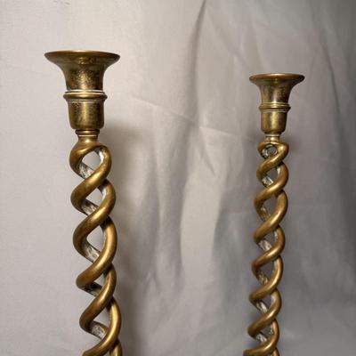 Pair of Brass Barley Twist Candlestick Holders (BD-DZ)