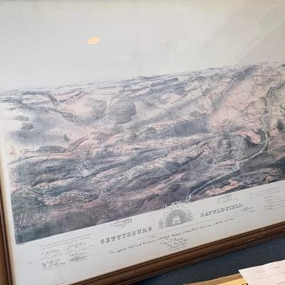 Large Framed Gettysburg Battlefield Map