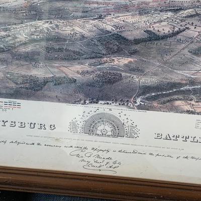 Large Framed Gettysburg Battlefield Map
