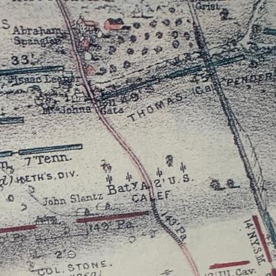 Large Framed Gettysburg Battlefield Map