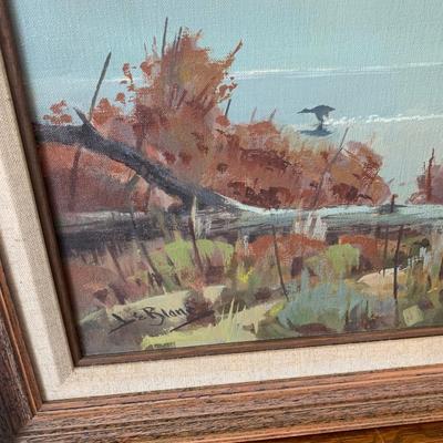 Lee LaBlanc Original Oil On Canvas Waterfowl Landscape Framed/Matted