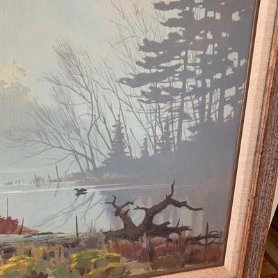 Lee LaBlanc Original Oil On Canvas Waterfowl Landscape Framed/Matted