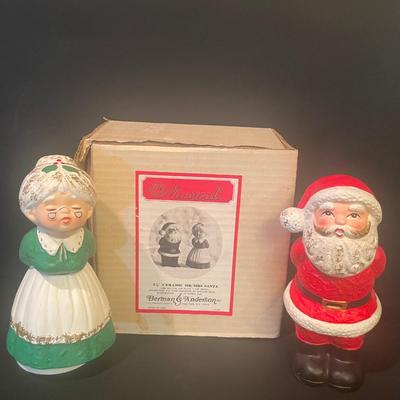 LOT::3 Christmas Figurines Santa and Mrs. Claus, Napco Ceramic Reindeer and Sleigh, Christmas Baby Figurines by Napcoware, Salt &...