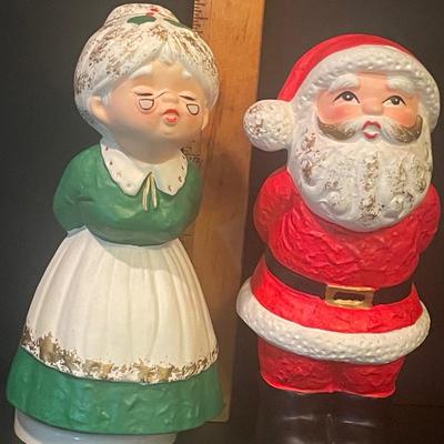 LOT::3 Christmas Figurines Santa and Mrs. Claus, Napco Ceramic Reindeer and Sleigh, Christmas Baby Figurines by Napcoware, Salt &...