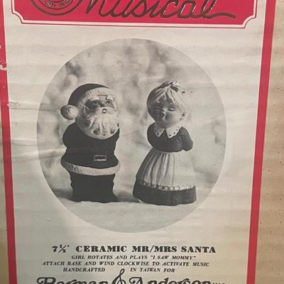 LOT::3 Christmas Figurines Santa and Mrs. Claus, Napco Ceramic Reindeer and Sleigh, Christmas Baby Figurines by Napcoware, Salt &...