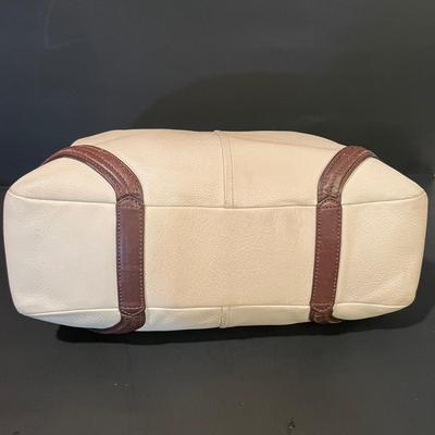 LOT::5 . Coach Beige Leather Hobo Style Handbag, and Orange Nylon Handbag by Dana Buchman