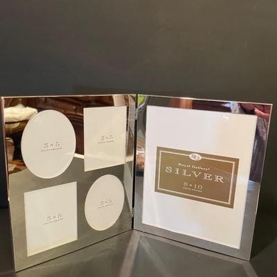 LOT: 7 Large Assortment of Vintage Embroidered Handkerchiefs, Silvertone Picture Frames, Variety of Hair Barrettes, and more...