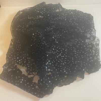 LOT::9. Vintage Spanish Faux Tortoise shell Mantilla Hair Comb, Exquisite, Spanish Themed Beige Silk Scarf, and Scalloped Edged Mantilla...