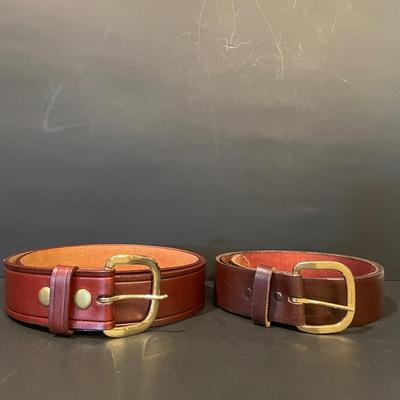 LOT:: 10. Large Assortment of Men’s Leather Belts (Sizes XL and 40-44) and Mustache Grooming Set