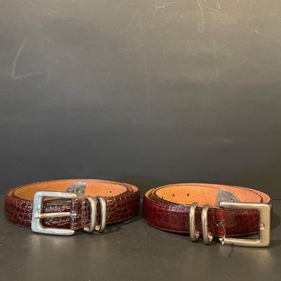 LOT:: 10. Large Assortment of Men’s Leather Belts (Sizes XL and 40-44) and Mustache Grooming Set