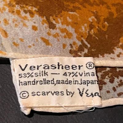 LOT: 12 Shearling Hat and Mittens, Sophia Loren Coffee Table Book, Vintage Brown Leather Powder Compact, and Silk Scarves