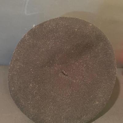 LOT::13 . Black Wool Berets by Mariquina and Elosequi with Red Cashmere Blend Scarf (Made in Scotland)