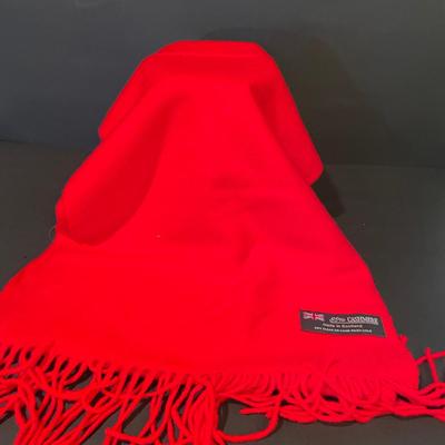 LOT::13 . Black Wool Berets by Mariquina and Elosequi with Red Cashmere Blend Scarf (Made in Scotland)