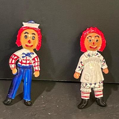 LOT::19 Adorable Array of Raggedy Ann and Andy Mementos Including Party Decorations and Invitations, Commemorative Jewelry, Bed Linens,...