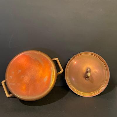 LOT::20 . Copper Cookware (8 pc set), Pair of Mixing Bowls and 3 Saucepans with Lids