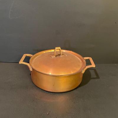 LOT::20 . Copper Cookware (8 pc set), Pair of Mixing Bowls and 3 Saucepans with Lids