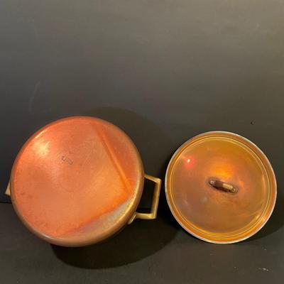 LOT::20 . Copper Cookware (8 pc set), Pair of Mixing Bowls and 3 Saucepans with Lids