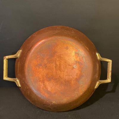 LOT 21: Copper Teapot, Large Hammered Copper Ladle, and Miscellaneous Copper Cookware (3 pc)