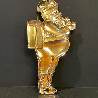 LOT:: 22 . Commemorative Christmas Ornaments, Royal Doulton Santa Head, Silvertone Dinner Bells and Scrooge and Tiny Tim figurine