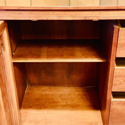 LOT 28: Vintage/Mid Century Flip Top Dry Bar/ Buffett with 3 Drawers