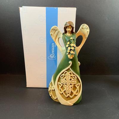 LOT 29: Angelic Collection of Figurines & Stain Glass Book- 2003 Demdaco Nancy Carter Angel, Precious Moments & more