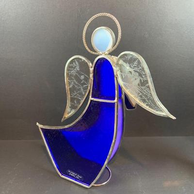 LOT 29: Angelic Collection of Figurines & Stain Glass Book- 2003 Demdaco Nancy Carter Angel, Precious Moments & more