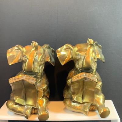 LOT 31: Elephant on Parade Collection of Brass Elephant Book Ends a Brass Elephant from India and Ceramic Figurines
