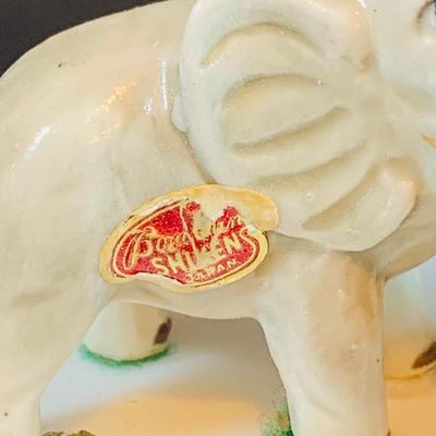 LOT 31: Elephant on Parade Collection of Brass Elephant Book Ends a Brass Elephant from India and Ceramic Figurines