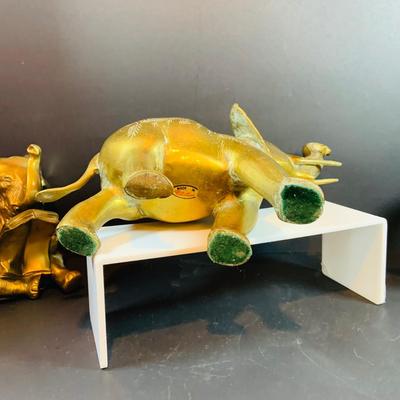 LOT 31: Elephant on Parade Collection of Brass Elephant Book Ends a Brass Elephant from India and Ceramic Figurines