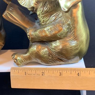 LOT 31: Elephant on Parade Collection of Brass Elephant Book Ends a Brass Elephant from India and Ceramic Figurines