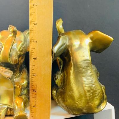 LOT 31: Elephant on Parade Collection of Brass Elephant Book Ends a Brass Elephant from India and Ceramic Figurines
