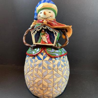 LOT 35: Set of 2 Jim Shore Snowmen - "Share the Story of Christmas "Nativity Snowman” and "Winter Spirit”