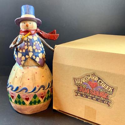 LOT 35: Set of 2 Jim Shore Snowmen - "Share the Story of Christmas "Nativity Snowman” and "Winter Spirit”