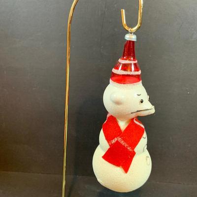 LOT:36: DeCarlini Blown Glass Ornaments Including Duck, Bears, Santas, Raggedy Ann & Andy Snowmen and More
